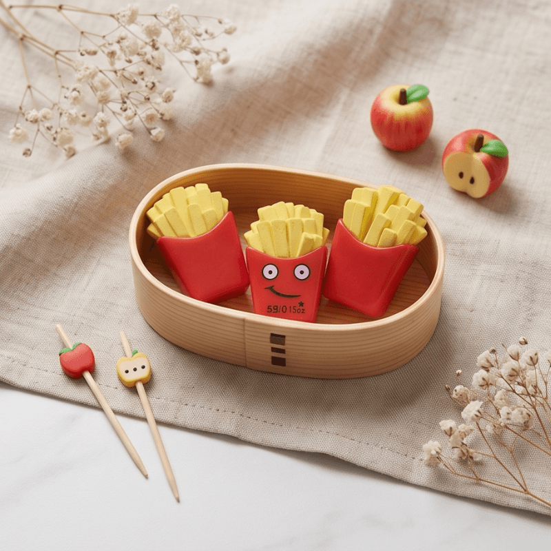Kawaii Face French Fries Box Miniature - Dollhouse Fast Food Prop