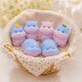 Pastel Blue-to-Pink Gradient Baby Hippo Miniatures - Set of 6