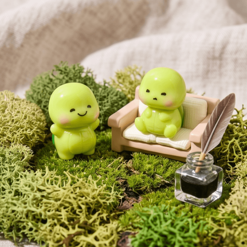 Miniature Happy Little Turtle Figurines (Set of 5) | Kawaii Desk & Terrarium Pets