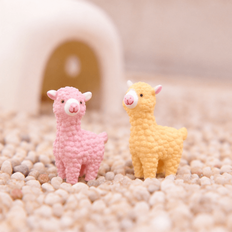 Miniature Pastel Alpaca Sheep Figurines | Kawaii Desk & Planter Decor