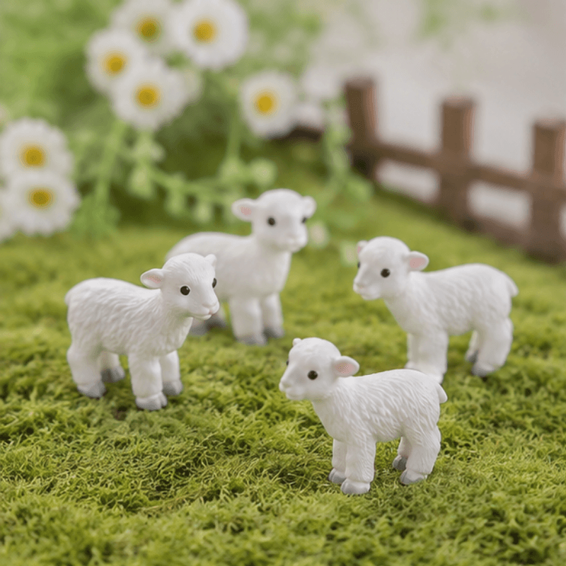 Miniature Gentle Meadow Baby Lamb Figurine | Cute Fairy Planter & Desk Decor