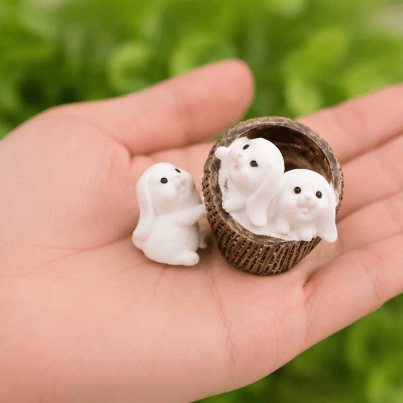 Miniature Puppies Playing in Basket Figurine | Cozy Mini Landscape Decor