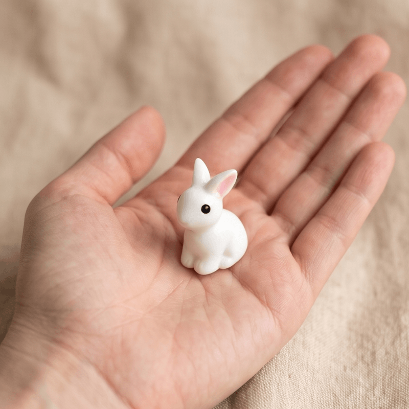 Miniature Sitting White Rabbits | DIY Terrarium & Desk Accents