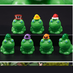 Animal Frog Miniatures with Festive Hats – Set of 7