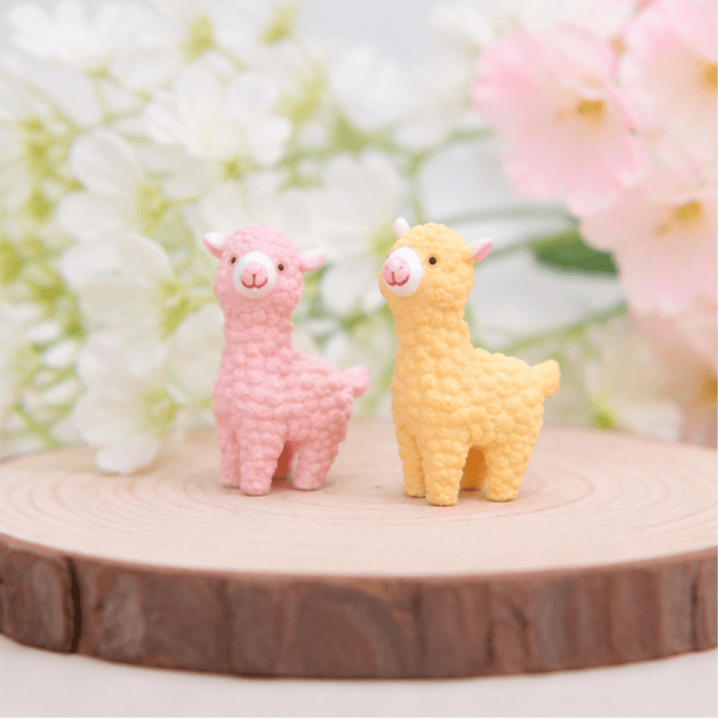 Miniature Pastel Alpaca Sheep Figurines | Kawaii Desk & Planter Decor