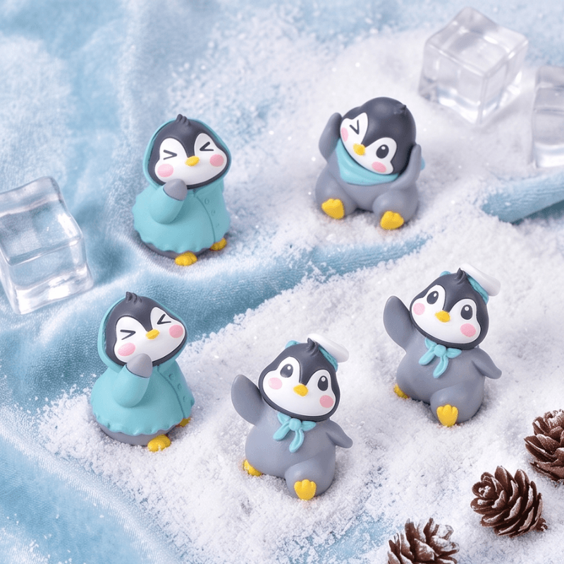 Miniature Cozy Winter Outfit Penguin Figurines (Set of 6) | Cute Desk & Shelf Decor
