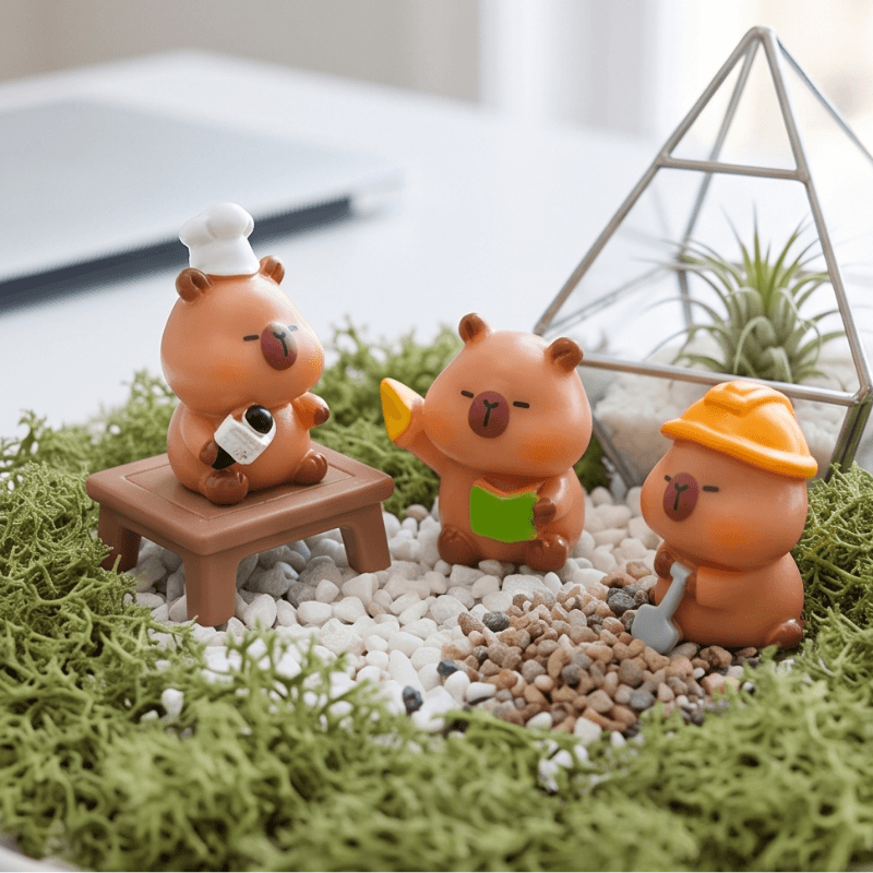 Miniature Career Capybara Professional Figurines (Set of 6) | Funny Desk Buddies