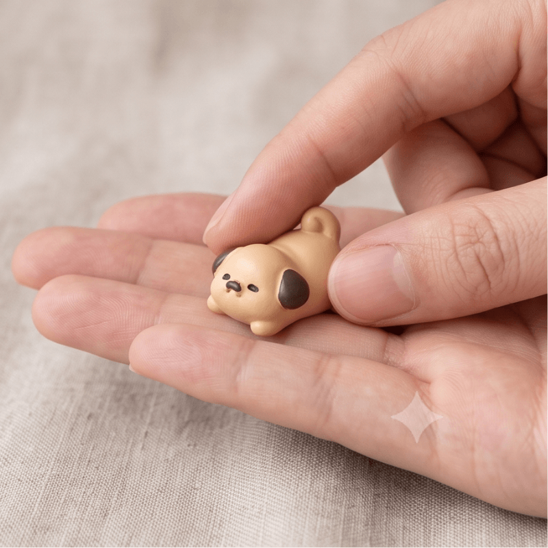 Miniature Chubby Puppy Dog Figurines (Set of 6) | Playful Mini Desk Buddies