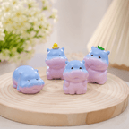 Pastel Blue-to-Pink Gradient Baby Hippo Miniatures - Set of 6