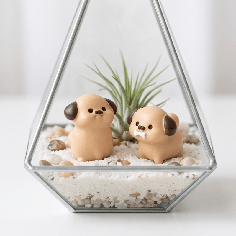 Miniature Chubby Puppy Dog Figurines (Set of 6) | Playful Mini Desk Buddies