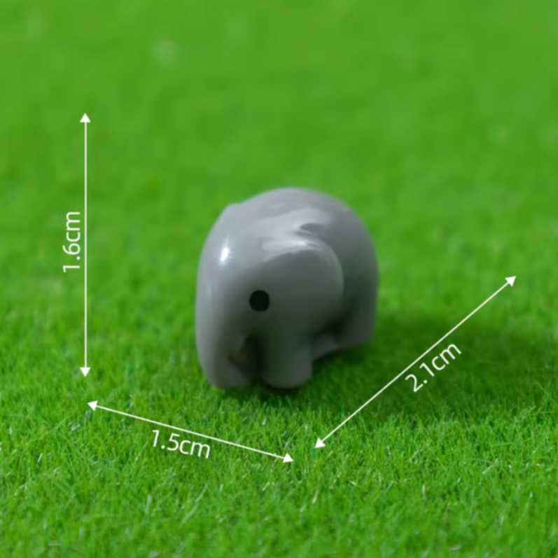 Minimalist Chubby Baby Elephant Miniatures – Set of 2 (Grey & White)