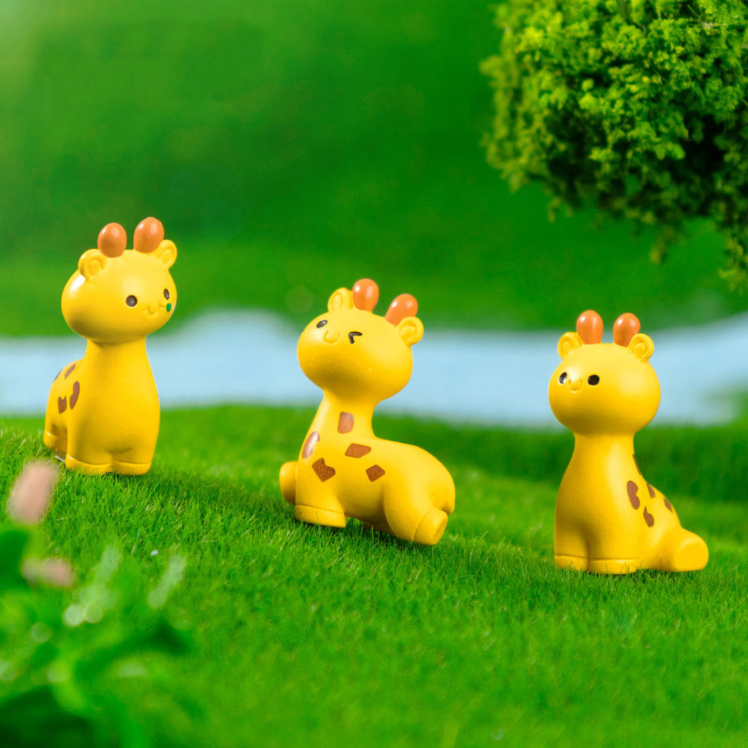Playful Baby Giraffe Miniatures in Cute Poses - Set of 3