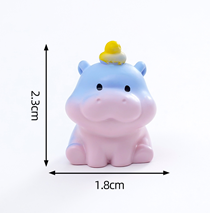 Pastel Blue-to-Pink Gradient Baby Hippo Miniatures - Set of 6