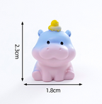 Pastel Blue-to-Pink Gradient Baby Hippo Miniatures - Set of 6